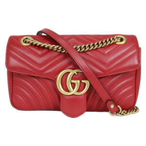 GUCCI Shoulder Bag GG Marmont Red Leather